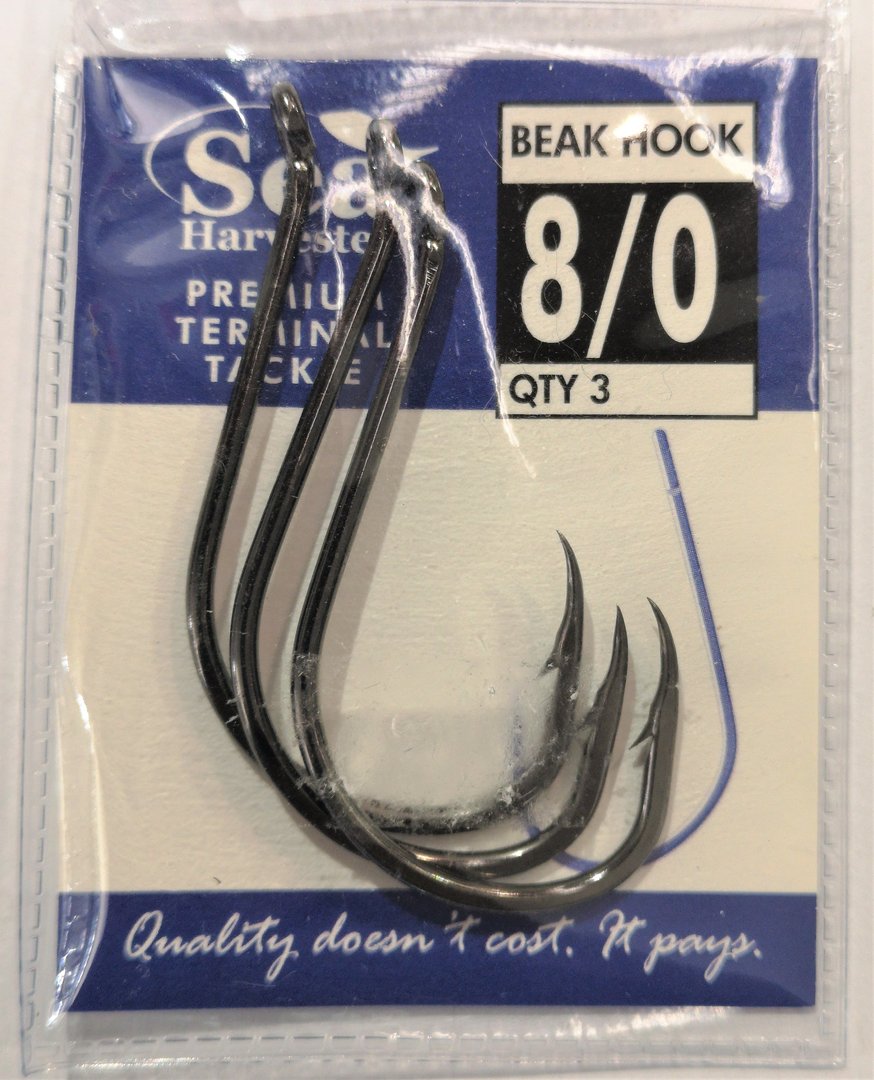 Sea Harvester Black beak hook 8/0 pkt 3 - Action Outdoors